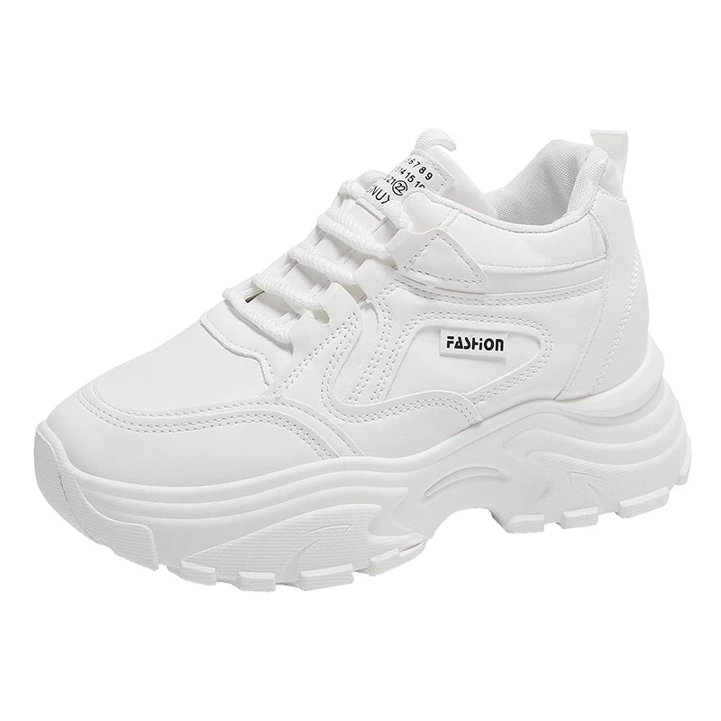 Women's Black White Chunky Sneakers 2025 Autumn Fashion Platform Sports Shoes for Women Thick Sole Non Slip Casual Walking Shoes