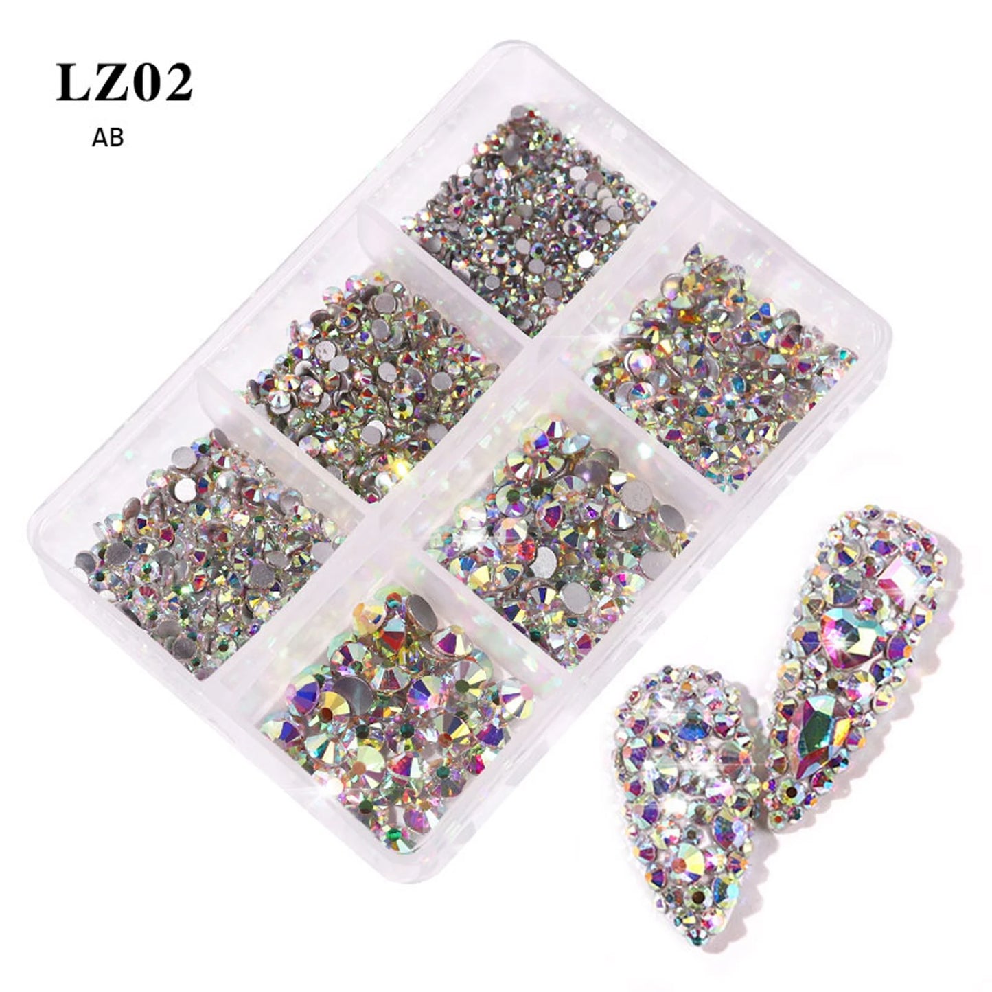 6Grids Kit Nail Decoration Mix Size Nail Diamond Flatback Rhinestone Glue Strass Diy Bling Stickers Skin Non Hotfix Crystals
