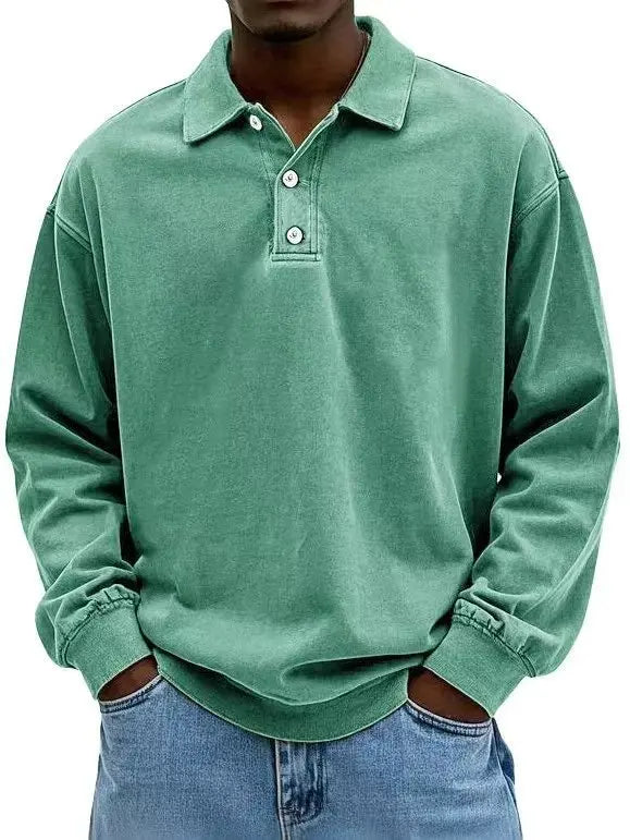 2025 New Men's Business Casual Polo Shirt with a Collar and Long Sleeves Breathable and Quick Drying Versatile Top