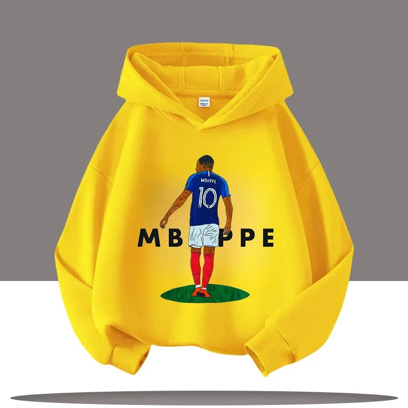 Football star Mbappe printed children's cartoon casual warm hooded sports autumn coat hoodie