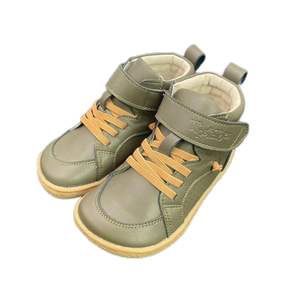 Tipsietoes Autumn Spring Genuine Leather Boots For Girls Boys Kids Barefoot Sneaker Leather Linning Light Weight Elastic Strape