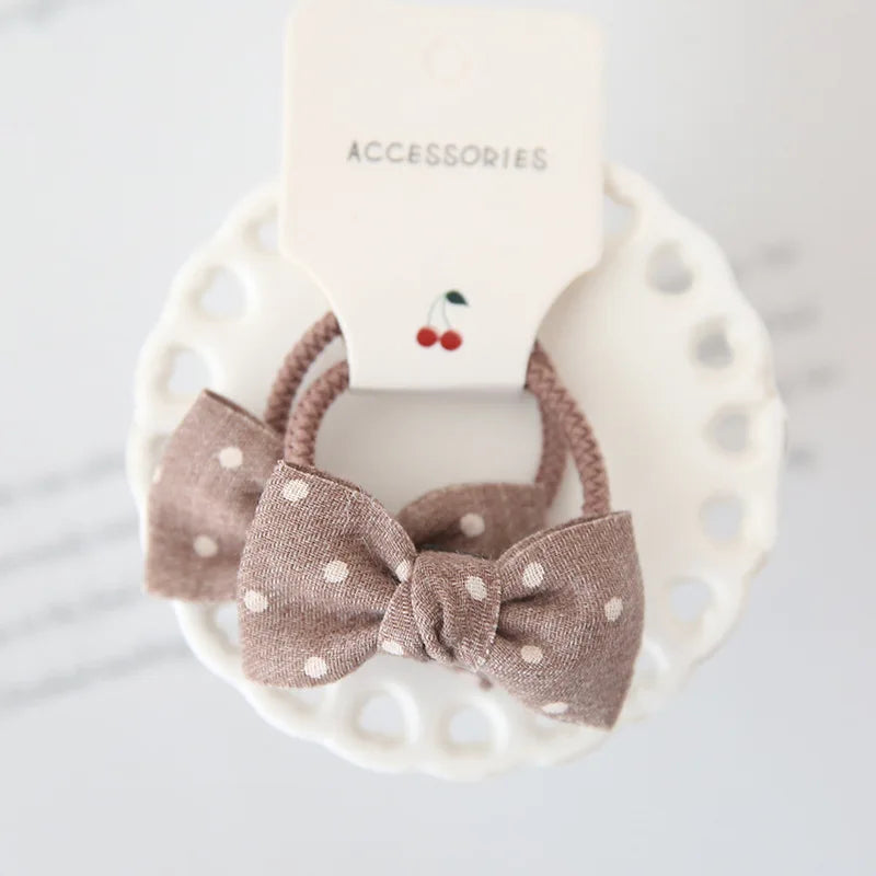 2Pcs Cute Princess Headwear Elastic Headband Children Ropes Baby Girls Bowknot Rubber Hair Band for Kids Headdress Accessories