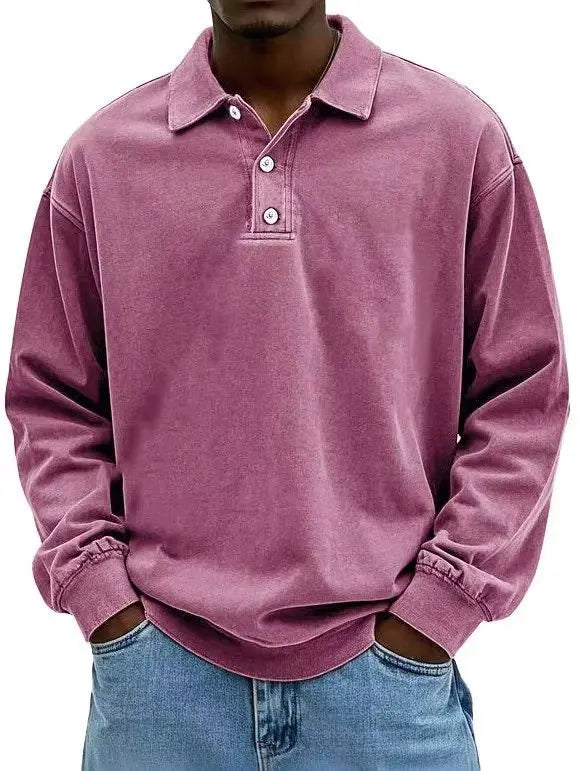 2025 New Men's Business Casual Polo Shirt with a Collar and Long Sleeves Breathable and Quick Drying Versatile Top