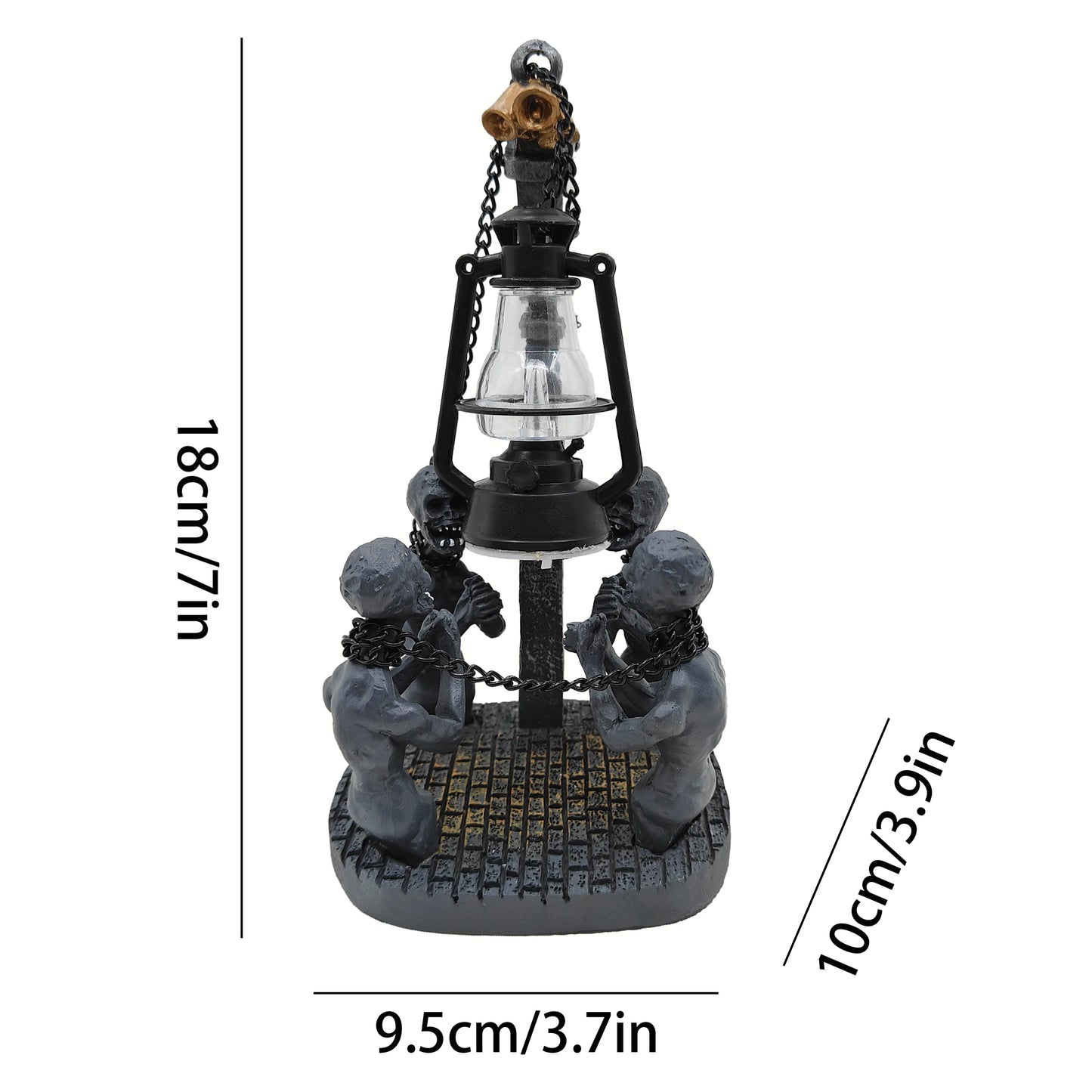 Halloween Retro Oil Lamp Decor,Resin Hell Ghost Statues,Gothic Evil Ghost Chain Coal Oil Lamp,Halloween Skull Home Decoration.