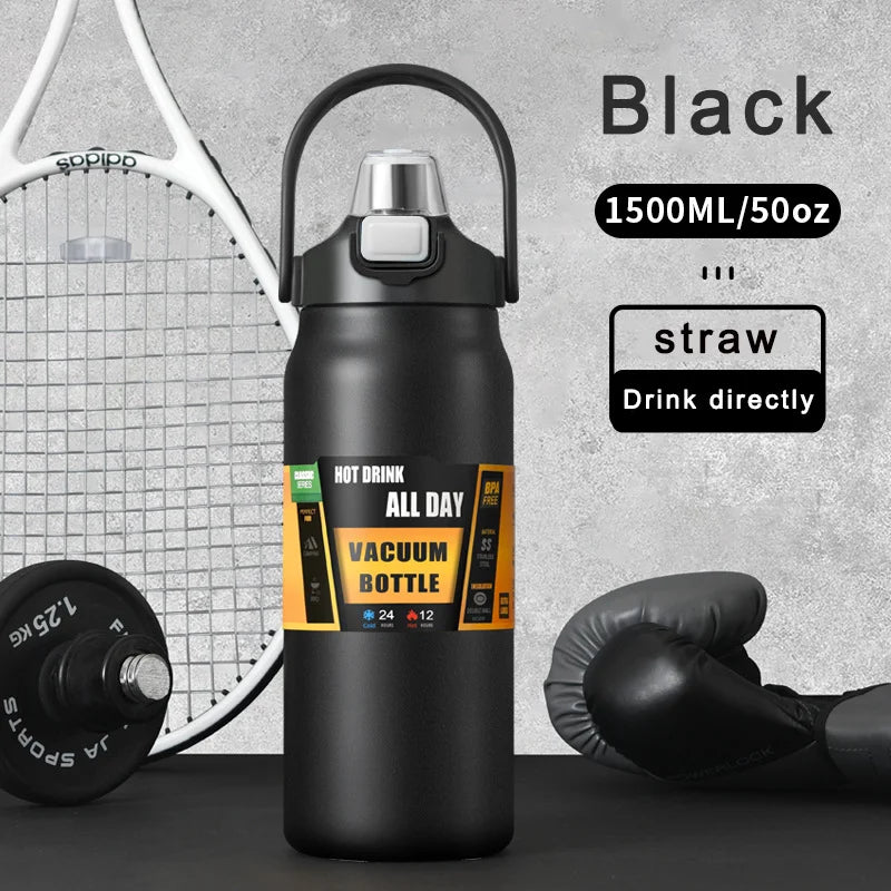 Large capacity portable thermos cup with lid with cup 304 stainless steel outdoor sports travel kettle car water cup