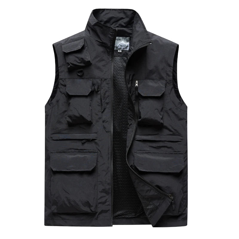 7xl Plus Size Multi-Pocket Vest Men Outdoor Sporting Fishing Vest Photography Work Clothes 6xl 5xl 4xl Casual Cargo Vest Jacket
