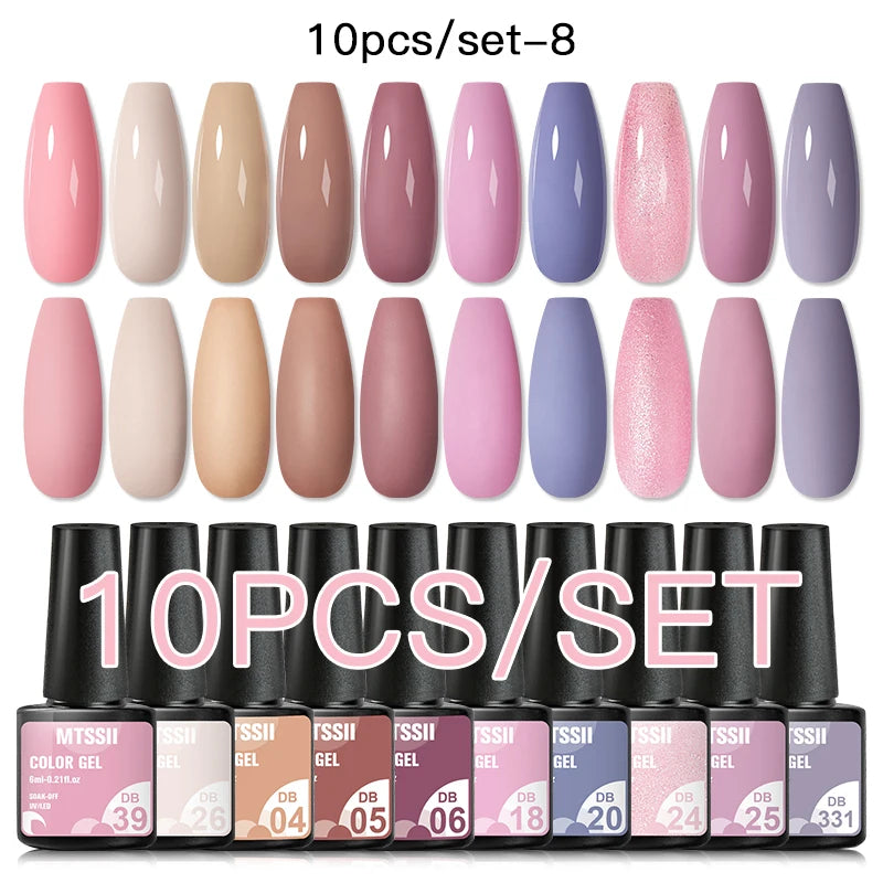 10PCS Coffee Color Gel Nail Polish Set Brown Earth Semi Permanent UV Gel Chocolate Autumn Winter Soak Off Nail Art Gel Varnish