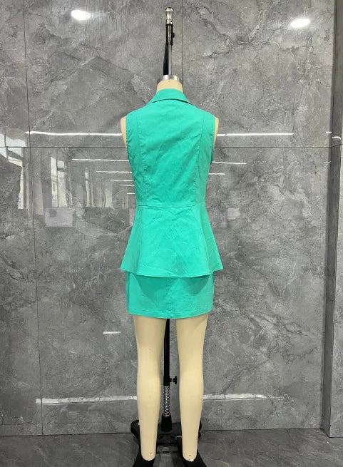 Women's 3-piece suit round neck vest sleeveless vest and mini skirt set, new women's clothing for summer 2025