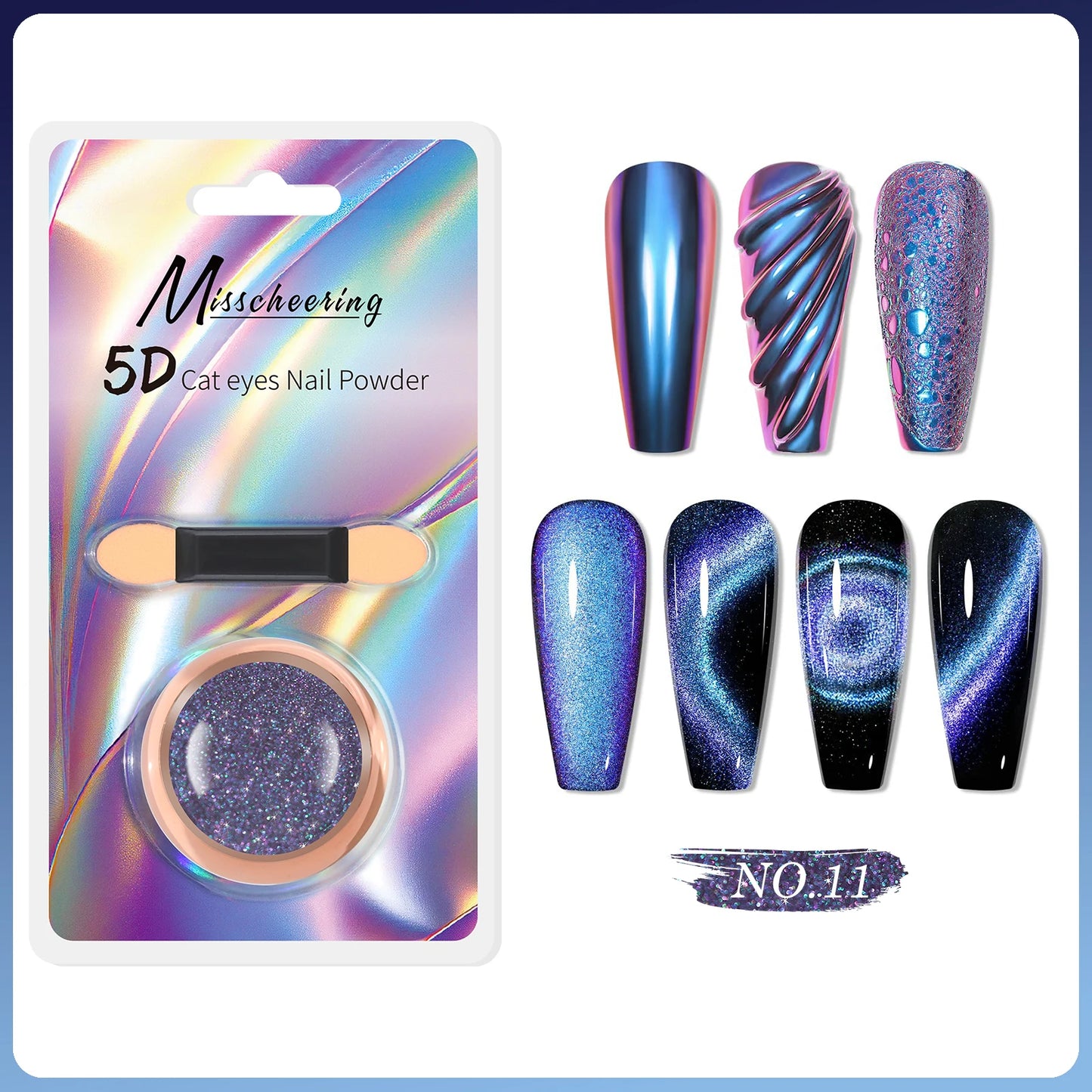 5D Chameleon Cat's Eye Magnetic Nail Glitter Pigment Achieve Holographic Chrome Nails Laser Effect for Nail Gel Polish Manicures