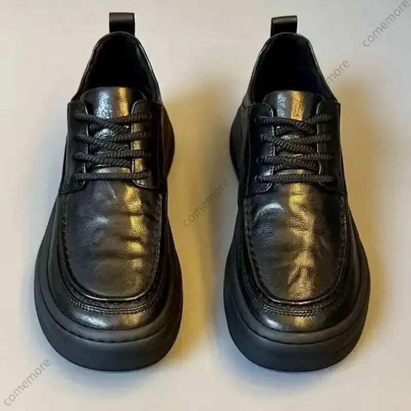 New Men's Business Casual Board Shoes Round Toe Fashion British Versatile Breathable PU Leather Soft Soled Formal Shoes for men