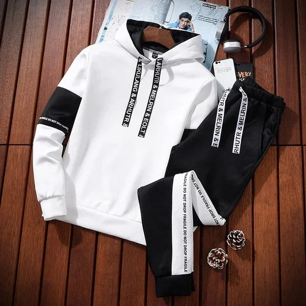 2024 Men Tracksuit Set Autumn Winter Hoodies Sweatshirt Men's Sportswear Sweatshirts+Sweatpants 2 Piece Hip Hop Pullover Hoodies