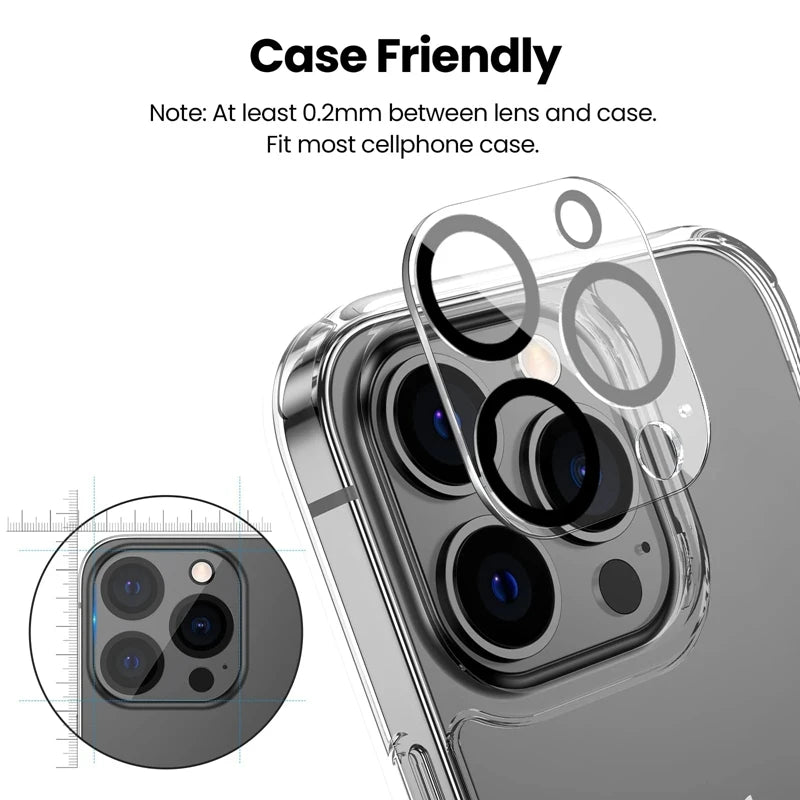 3PCS Camera Lens Protector Glass for iPhone 17/16/15/14 Pro Max – Scratch Resistant, HD Clear