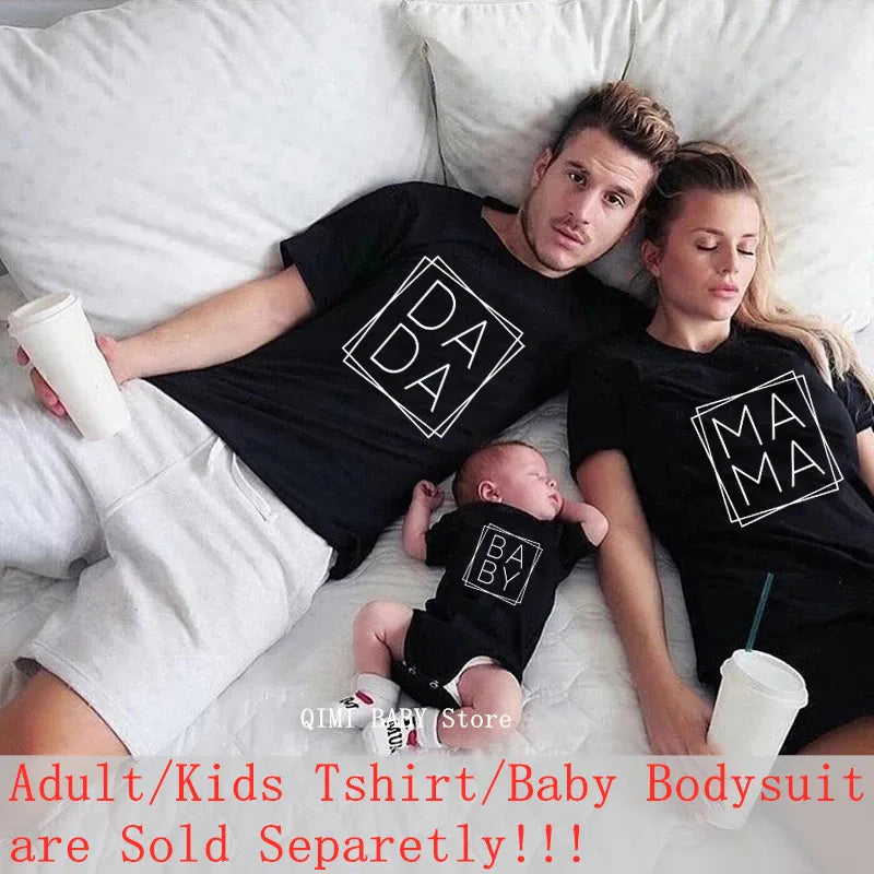 Mom Dad Me Family Matching Outfits Father Daughter Son Clothes Look Tshirt Dad and Me Dad Baby Kids Clothes Father Baby Outfits