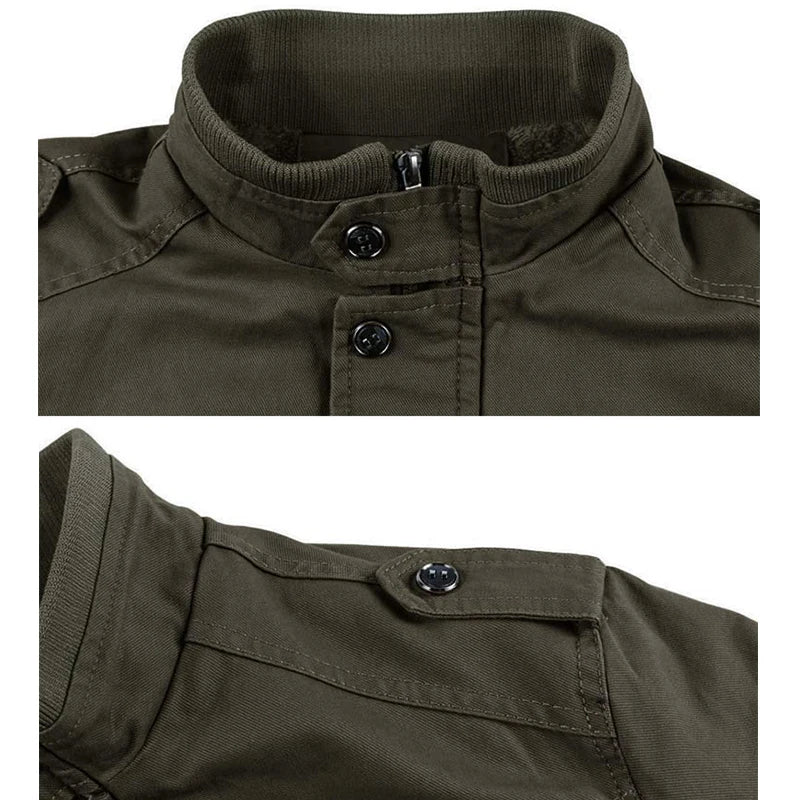 MAGCOMSEN Winter Fleece Men's Motorcycle Jackets Thermal Bomber Jackets Stand Collar Windbreaker Multi-pockets Worker Coats