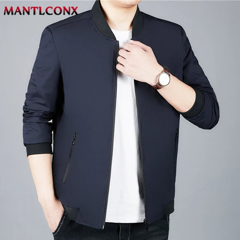 MANTLCONX Newest Solid Business Men's Jacket Male Slim Fit Outerwear Men Zip Up Jacket Men Spring Thin Jacket Men's Clothing