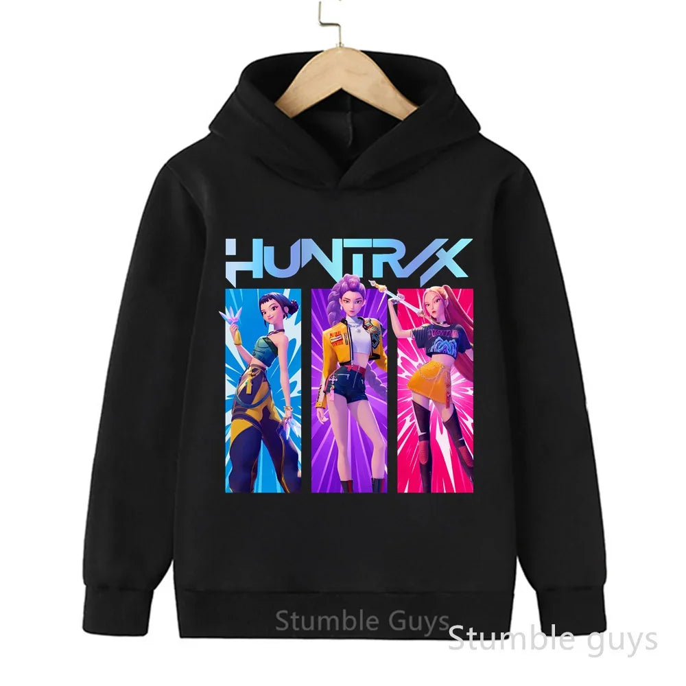 Sportswear Boys Girls Kids Kpop Demon Hunters Hoodie Set 3-14Y Autumn Daily Wear
