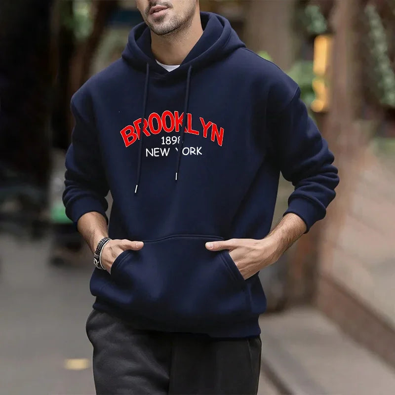 Brooklyn Print Hoodies for Man Autumn Winter Hot Sale High Quality Hooded Sweatshirt Home Outdoor Casual Sport Warm Pullover