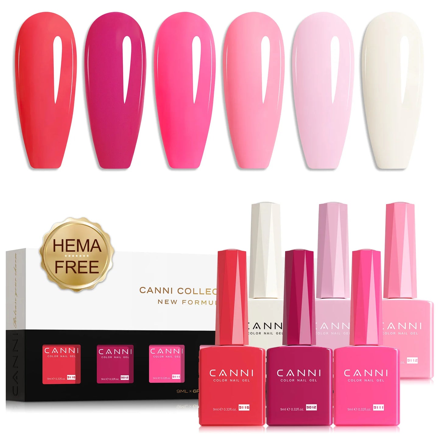CANNI Hema Free Nail Gel Polish Thanks Giving Gift Christmas Red Color Collection Semi Permanent 9ml French Nail Gorgeous Color