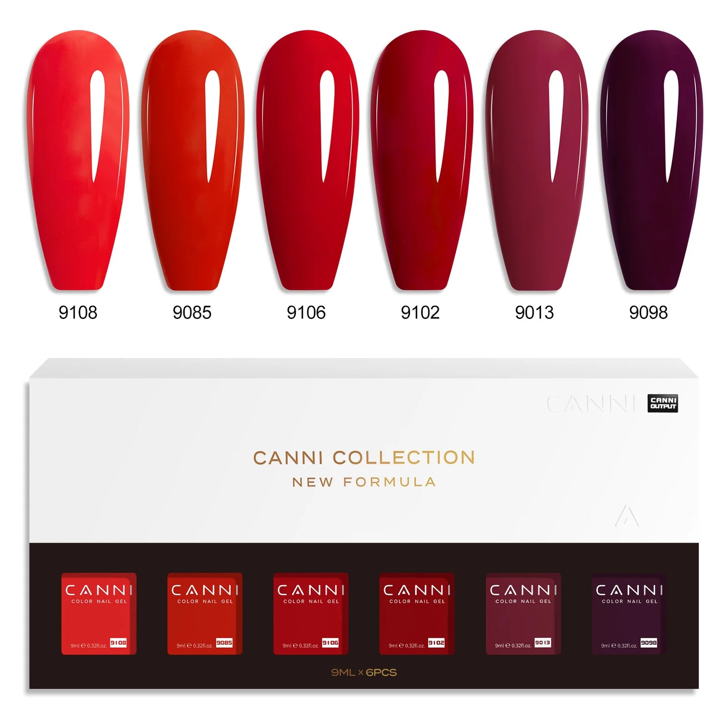 CANNI Hema Free Nail Gel Polish Thanks Giving Gift Christmas Red Color Collection Semi Permanent 9ml French Nail Gorgeous Color