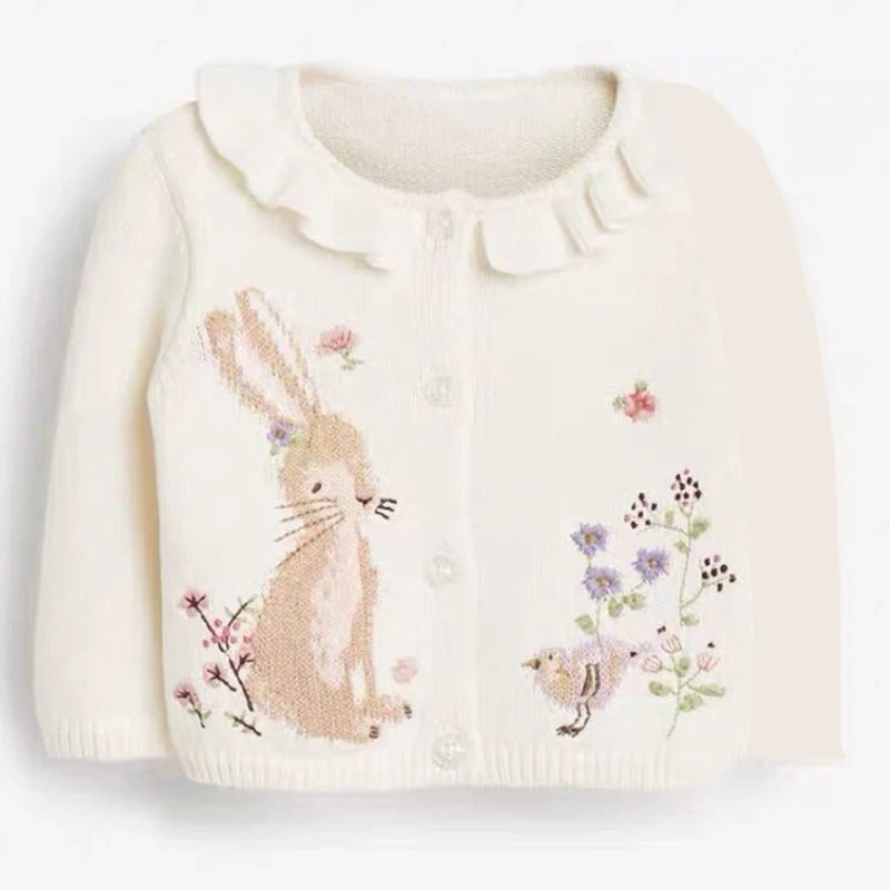 Little maven Kids Girls Clothes Lovely Pink Rabbit Sweater with Little Chicks Cotton Sweatshirt Autumn Outfit for Kids 2 to7year