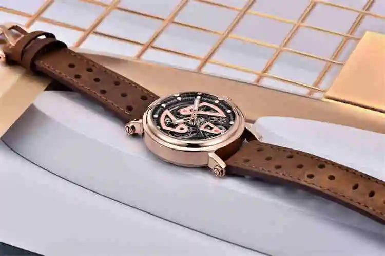 Benyar Watch 5202  Genuine Leather Strap Waterproofing Skeleton Low Moq Business Luxury Custom Face Man Mechanical Watch