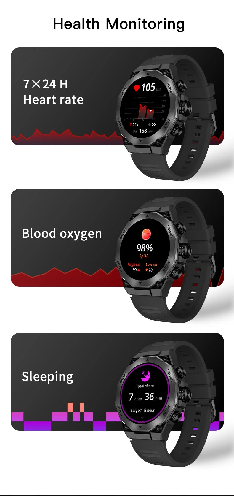 AM18 Smart Watch 1.43 Inch AMOLED Screen Music Playback Blood Pressure Monitoring IOS Activity Tracker Smart Watch for Men