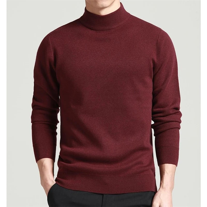 Men Sweater Solid Pullovers Mock Neck Spring And Autumn Wear Thin Fashion Undershirt Size M to 4XL Men Clothing