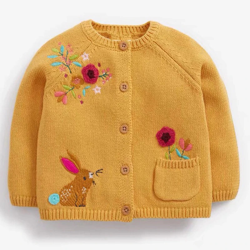 Little maven Kids Girls Clothes Lovely Pink Rabbit Sweater with Little Chicks Cotton Sweatshirt Autumn Outfit for Kids 2 to7year