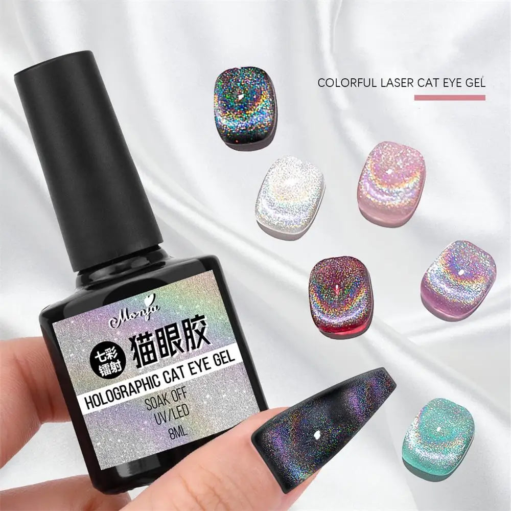 6ml Cat Eye Gel Nail Polish Shiny Magnetic Gel Semi Permanent Soak Off UV Gel Glitter Manicure Crystal Starry Nail Gel Varnish *
