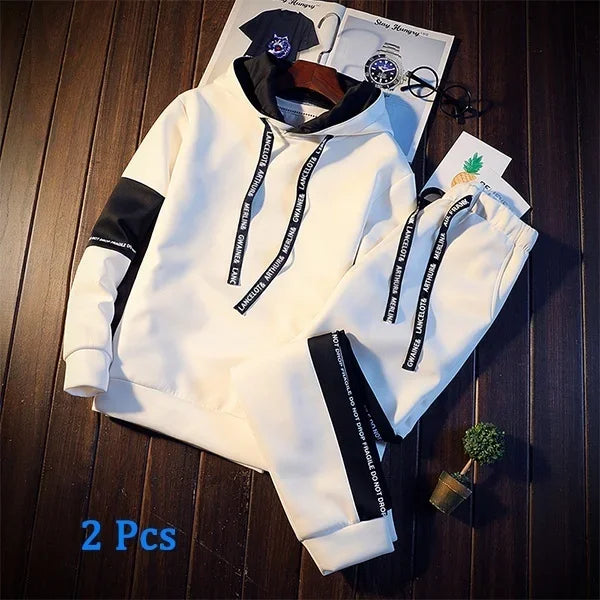 2024 Men Tracksuit Set Autumn Winter Hoodies Sweatshirt Men's Sportswear Sweatshirts+Sweatpants 2 Piece Hip Hop Pullover Hoodies