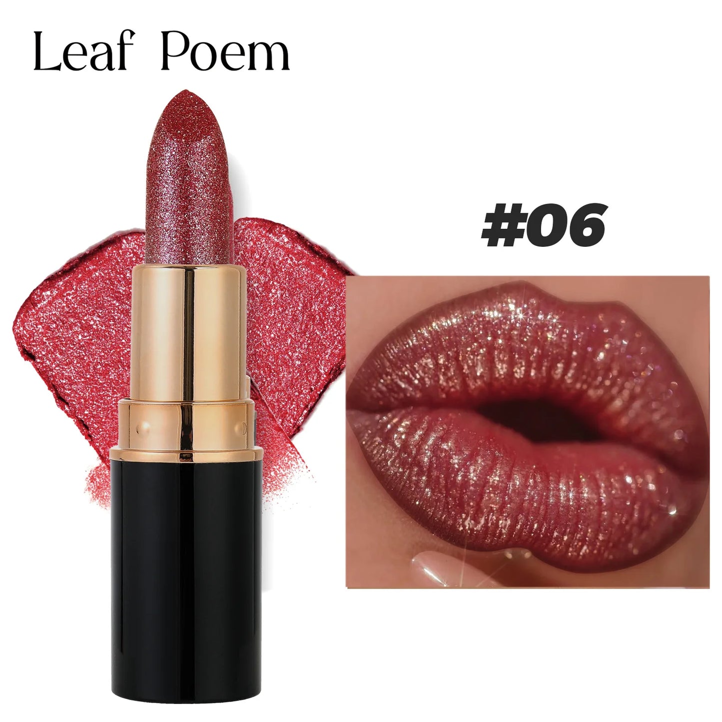 Metallic Glitter Lipstick Dazzling Moisturizing Velvety Sexy Red Lip Gloss Waterproof Matte Diamond Pearlescent Lip Tint Balm