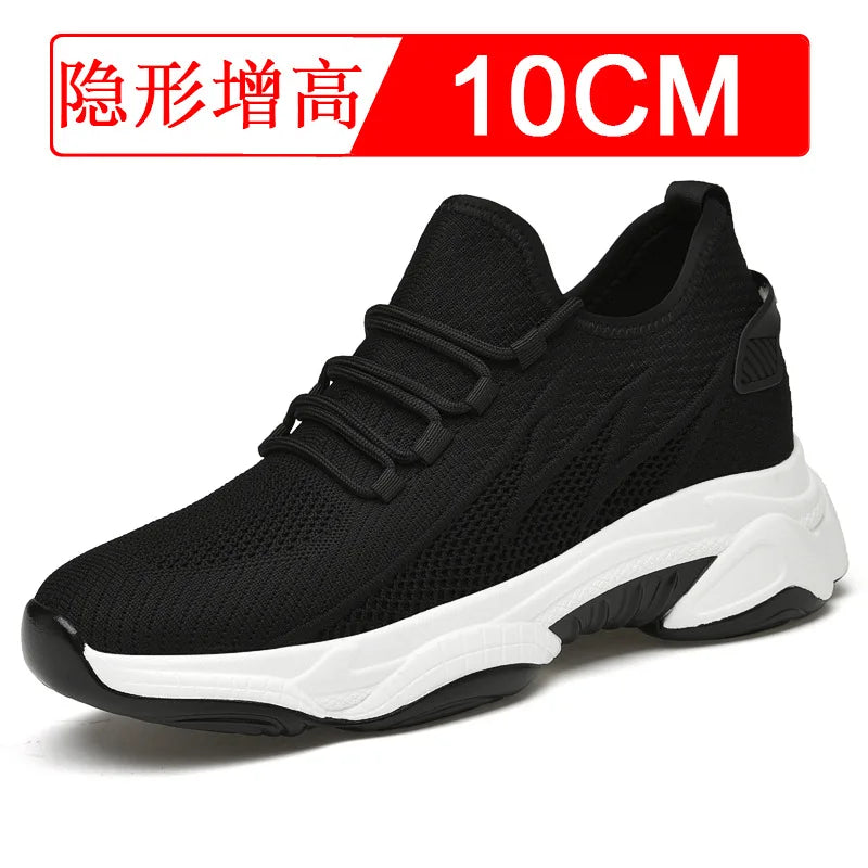 Invisible inner height increasing men's shoes 4cm-10cm breathable fly woven mesh height increasing sports shoes casual shoes