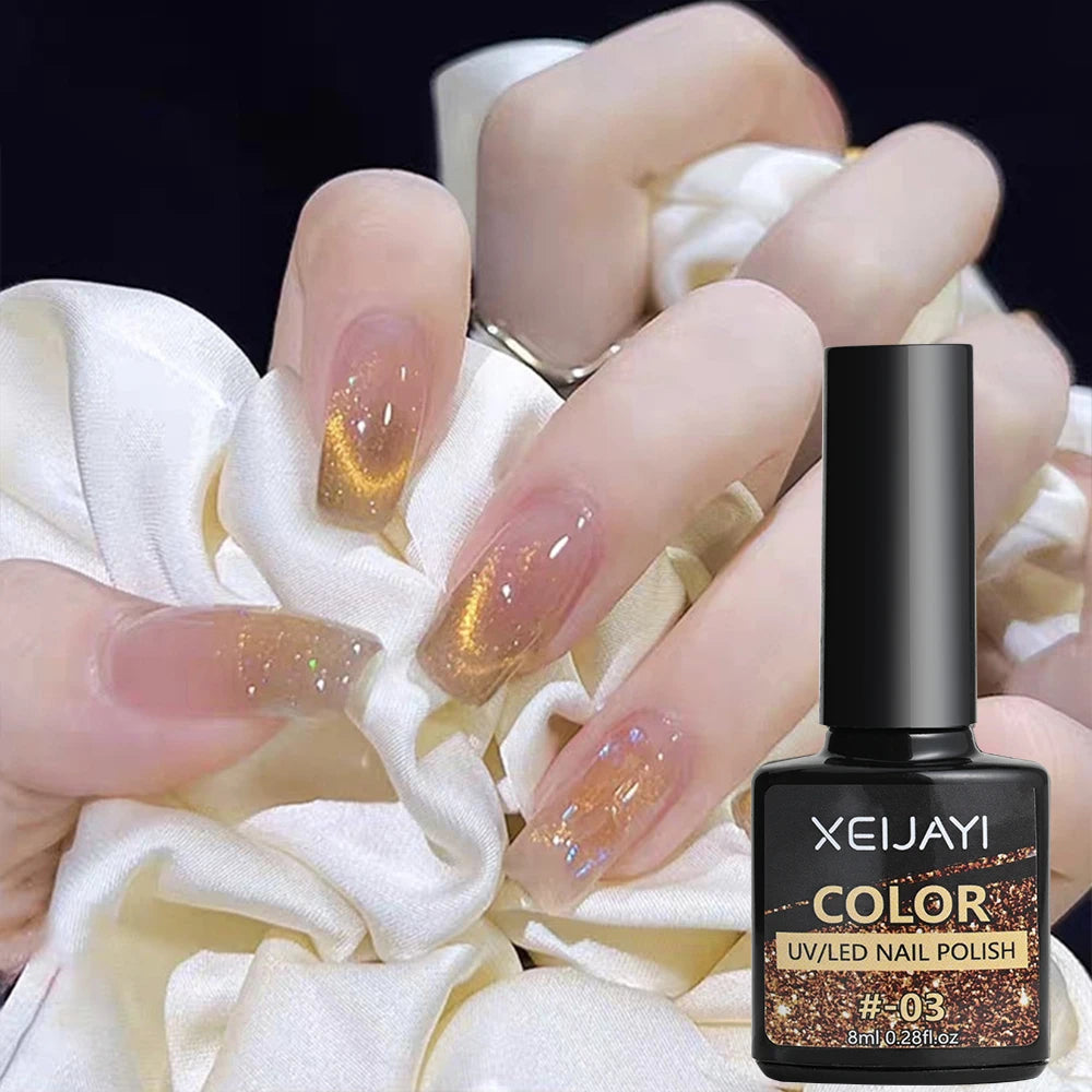 6ml Cat Eye Gel Nail Polish Shiny Magnetic Gel Semi Permanent Soak Off UV Gel Glitter Manicure Crystal Starry Nail Gel Varnish *