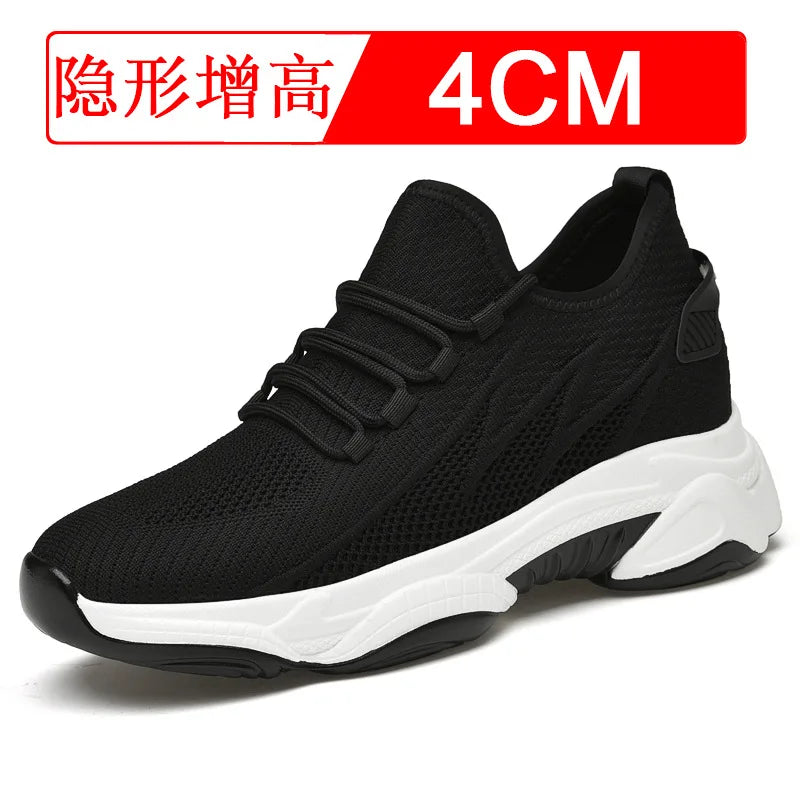 Invisible inner height increasing men's shoes 4cm-10cm breathable fly woven mesh height increasing sports shoes casual shoes