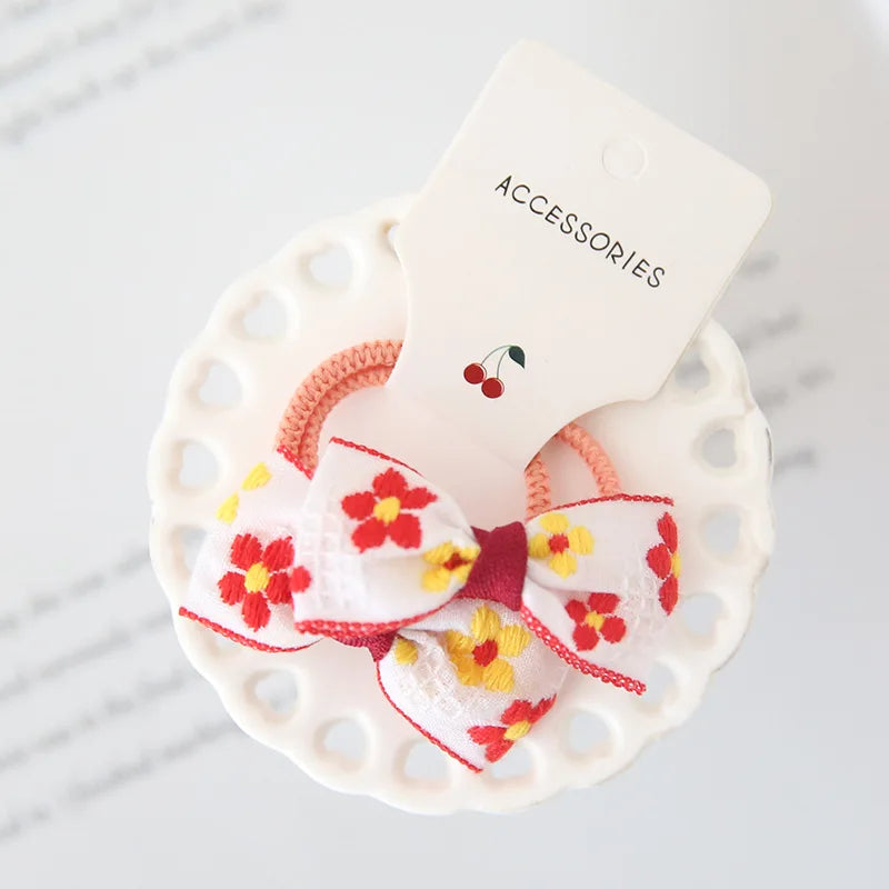 2Pcs Cute Princess Headwear Elastic Headband Children Ropes Baby Girls Bowknot Rubber Hair Band for Kids Headdress Accessories