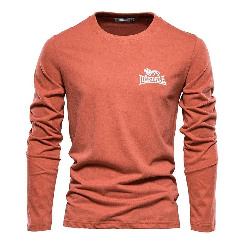 Simplicity Solid Color Men's T Shirts Fashion Cotton Long Sleeve Top Casual O-neck Loose Tee  Autumn Fitness Run Sports Pullover
