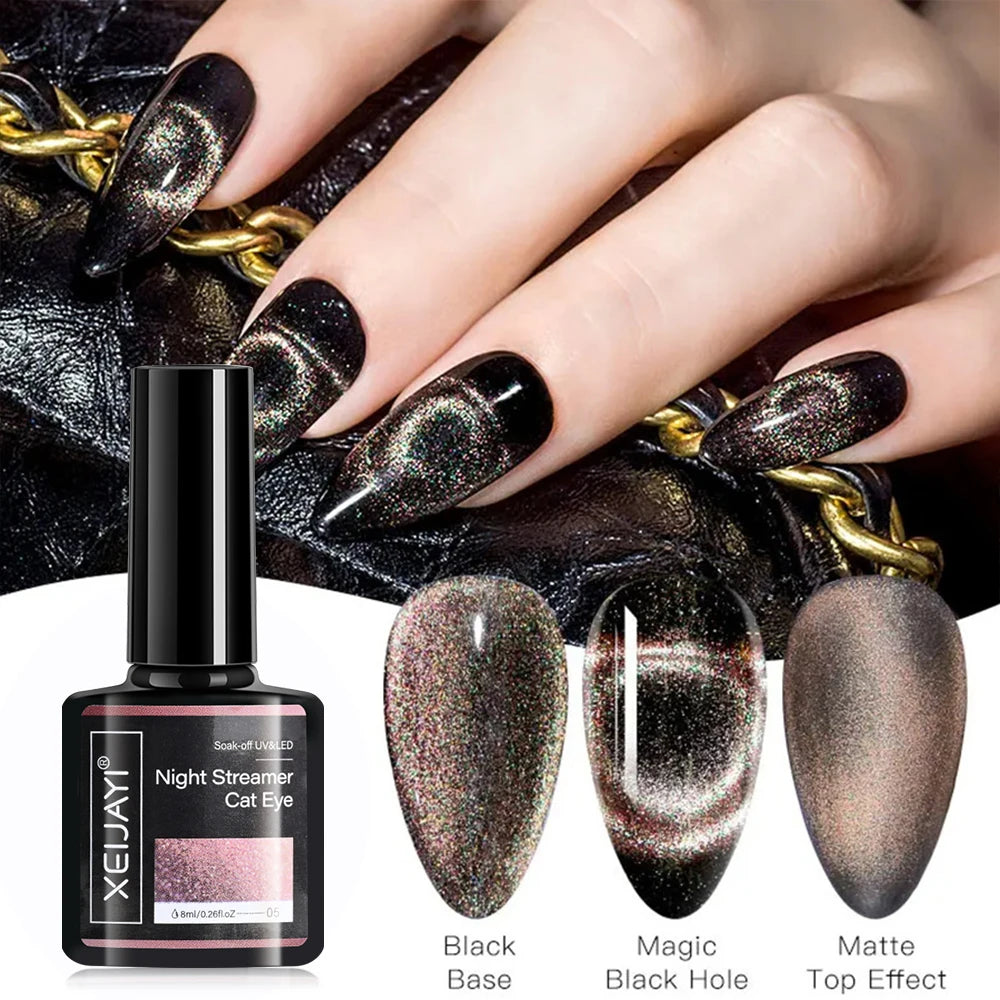 6ml Cat Eye Gel Nail Polish Shiny Magnetic Gel Semi Permanent Soak Off UV Gel Glitter Manicure Crystal Starry Nail Gel Varnish *