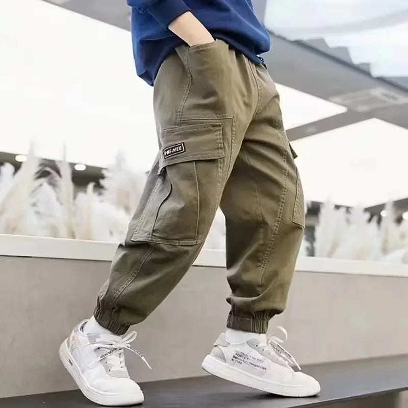 Boys Casual Workwear Trousers 8-15 Years Spring Autumn New Style Middle Large Children's Long Pants Boy's Leisure Pants