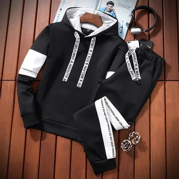 2024 Men Tracksuit Set Autumn Winter Hoodies Sweatshirt Men's Sportswear Sweatshirts+Sweatpants 2 Piece Hip Hop Pullover Hoodies