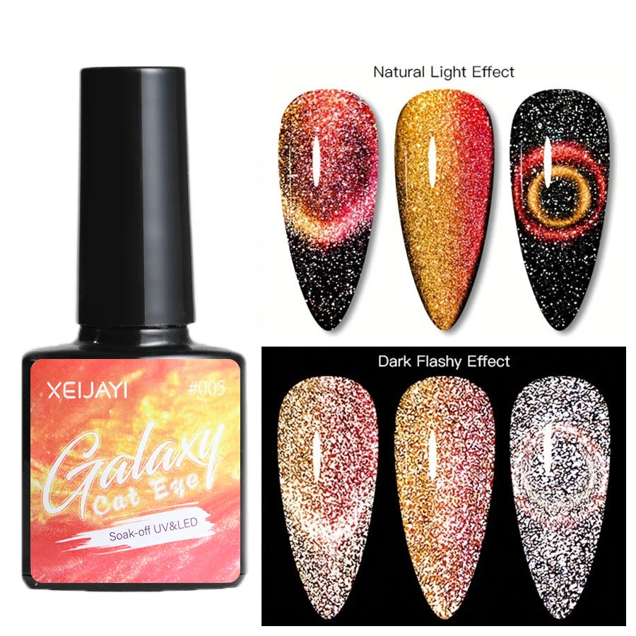 6ml Cat Eye Gel Nail Polish Shiny Magnetic Gel Semi Permanent Soak Off UV Gel Glitter Manicure Crystal Starry Nail Gel Varnish *