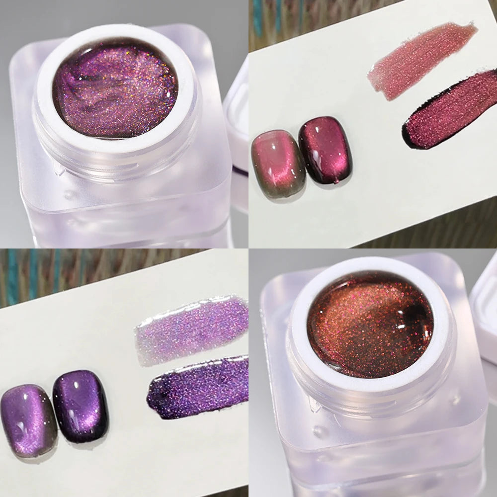 6ml Cat Eye Gel Nail Polish Shiny Magnetic Gel Semi Permanent Soak Off UV Gel Glitter Manicure Crystal Starry Nail Gel Varnish *