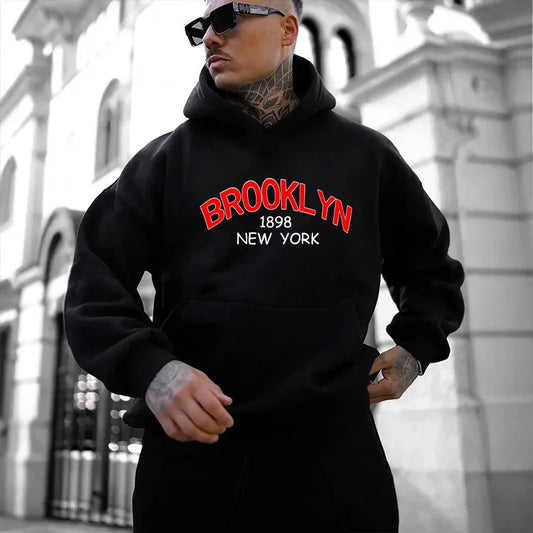 Brooklyn Print Hoodies for Man Autumn Winter Hot Sale High Quality Hooded Sweatshirt Home Outdoor Casual Sport Warm Pullover