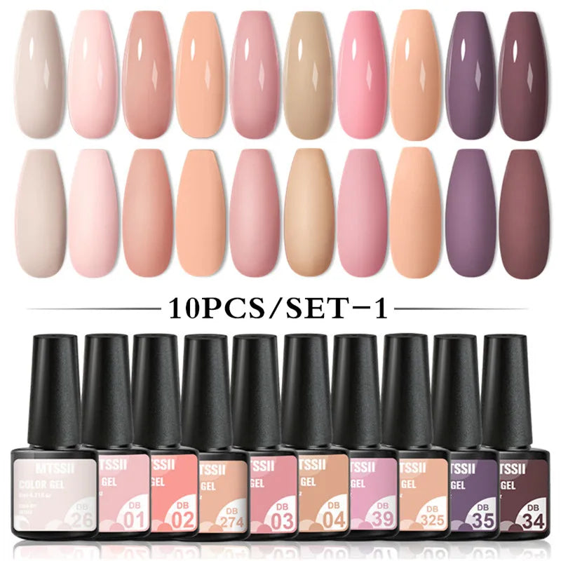 10PCS Coffee Color Gel Nail Polish Set Brown Earth Semi Permanent UV Gel Chocolate Autumn Winter Soak Off Nail Art Gel Varnish