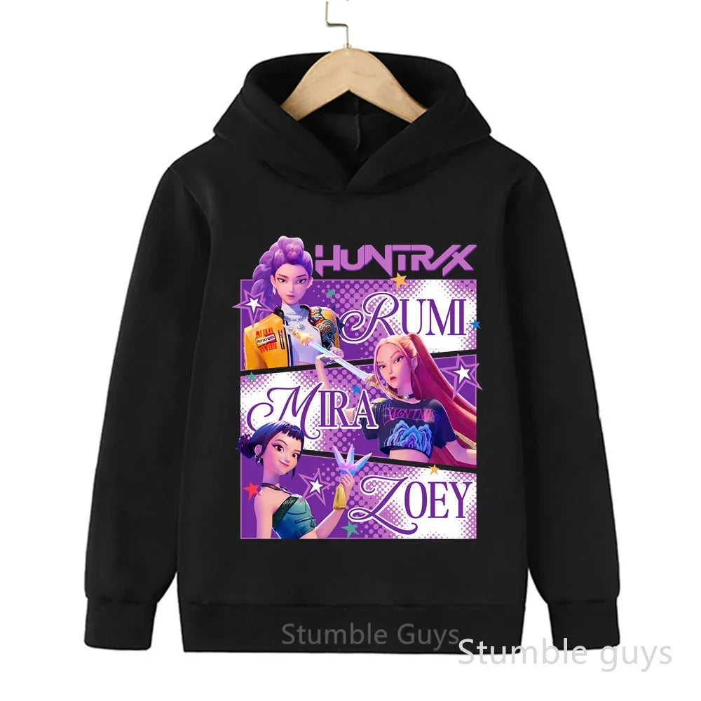 Sportswear Boys Girls Kids Kpop Demon Hunters Hoodie Set 3-14Y Autumn Daily Wear