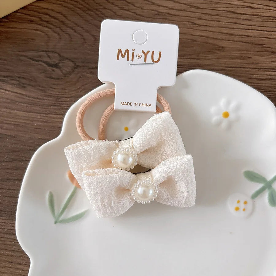 Cute Lace Bow Hairpins Girls Kids Baby Child Tie Hair Clips Barrettes Accessories Elastic Hair Band Rope Ring Headwear Headdress