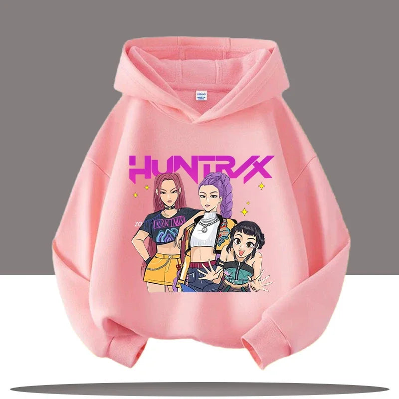 Autumn Demon Hunters Print Kids Hoodies Girls Fashion Long Sleeve Outerwear Hooded Coat for Children's Fashion Pullover Boy Tops