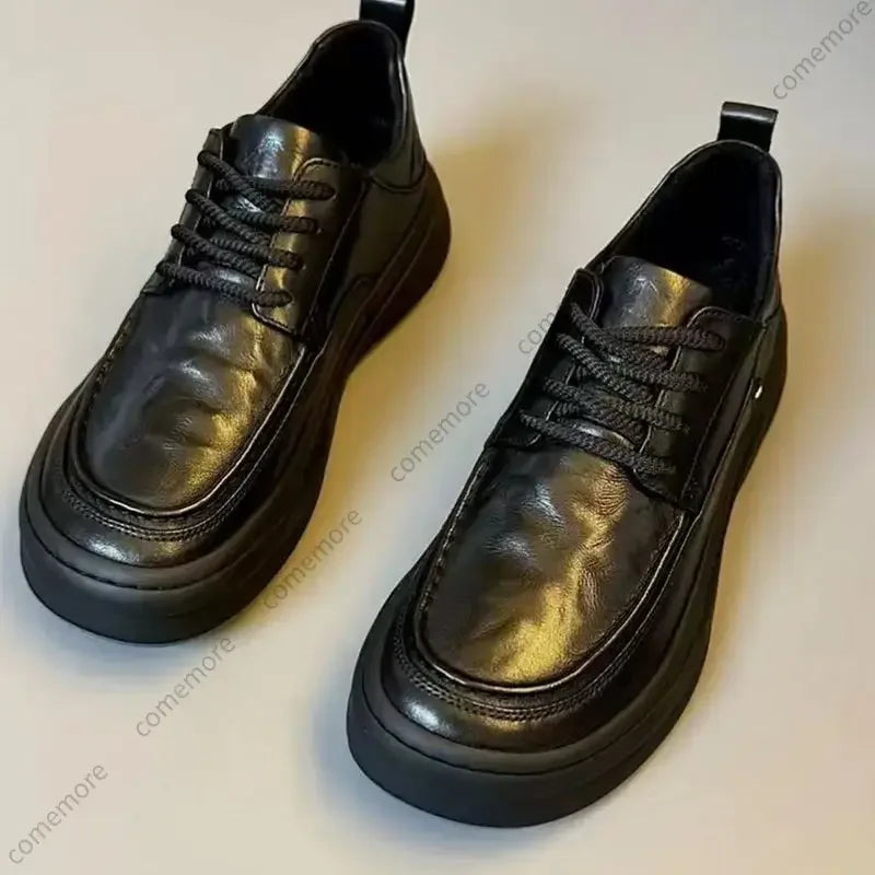 New Men's Business Casual Board Shoes Round Toe Fashion British Versatile Breathable PU Leather Soft Soled Formal Shoes for men
