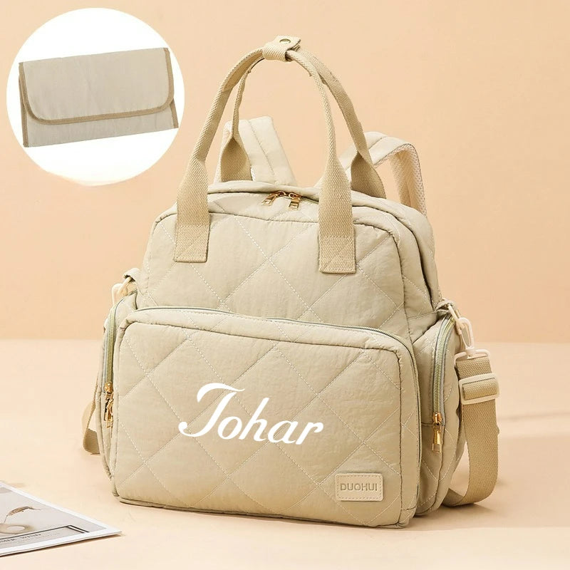 Personalized Mom Bag Backpack Solid Color Mother Insulation Bottle Handbag Baby Diapers Organizer Maternity Bags