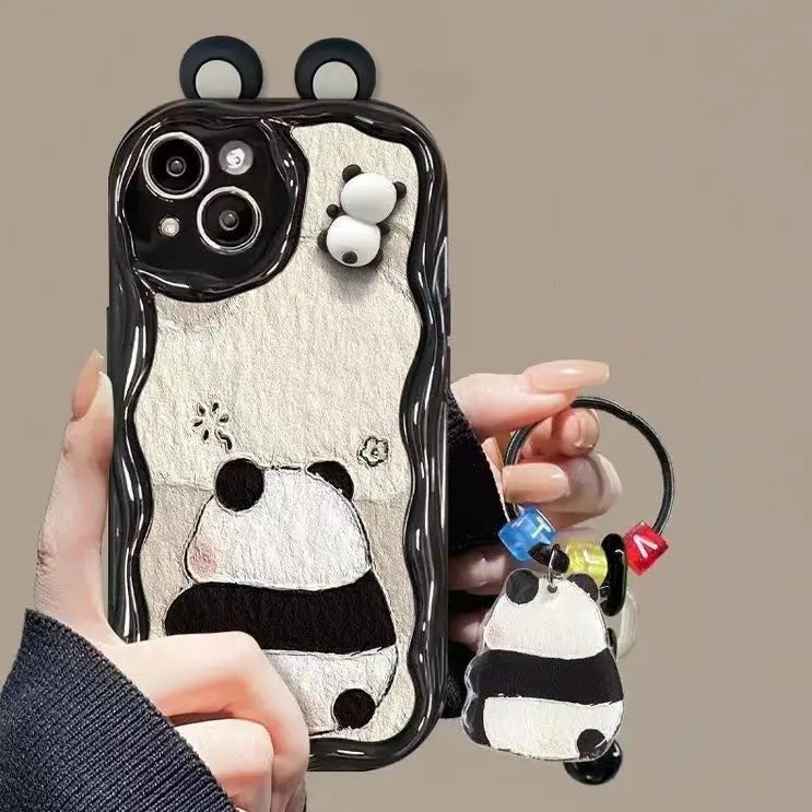 3D Panda Ears Frog Pendant Case for Xiaomi Redmi Note 14 13 12 Pro Plus 5G 10 11 Pro 10S 11S 12S Redmi 13 14C 12 13C 4G Cover