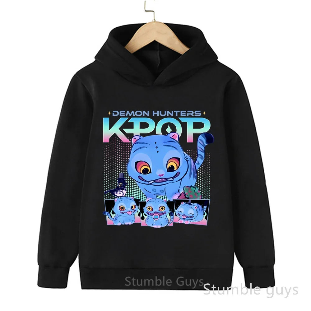 Sportswear Boys Girls Kids Kpop Demon Hunters Hoodie Set 3-14Y Autumn Daily Wear